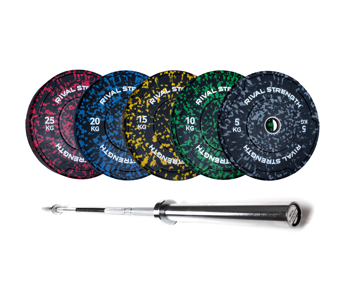 Rival Olympic Colour Splash Bumper Plate and Optional Barbell Sets