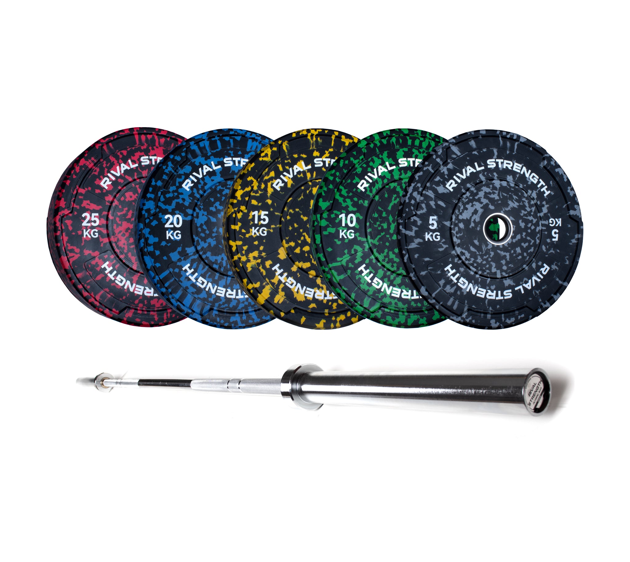Rival Olympic Colour Splash Bumper Plate and Optional Barbell Sets