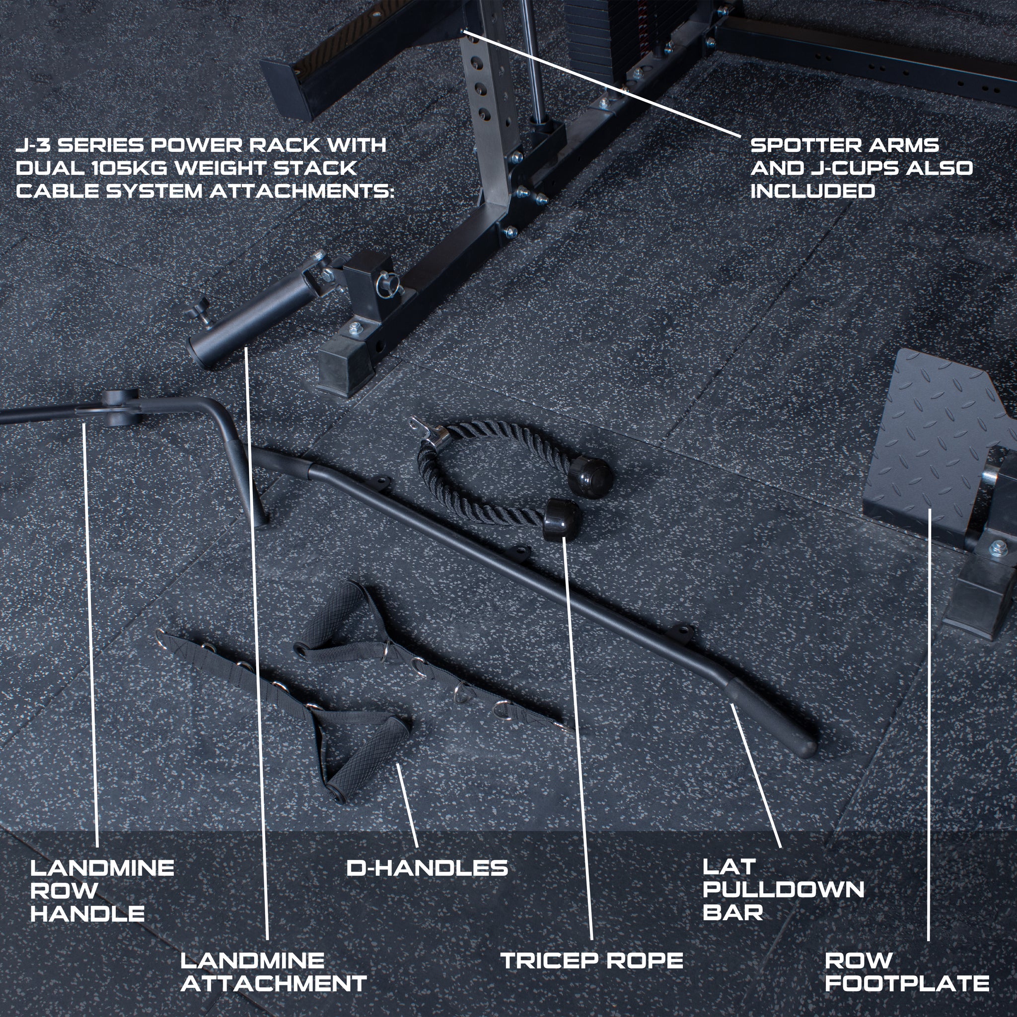 Dual 105KG Weight Stack Cable System Add-On for Rival J-3 Series Power Rack