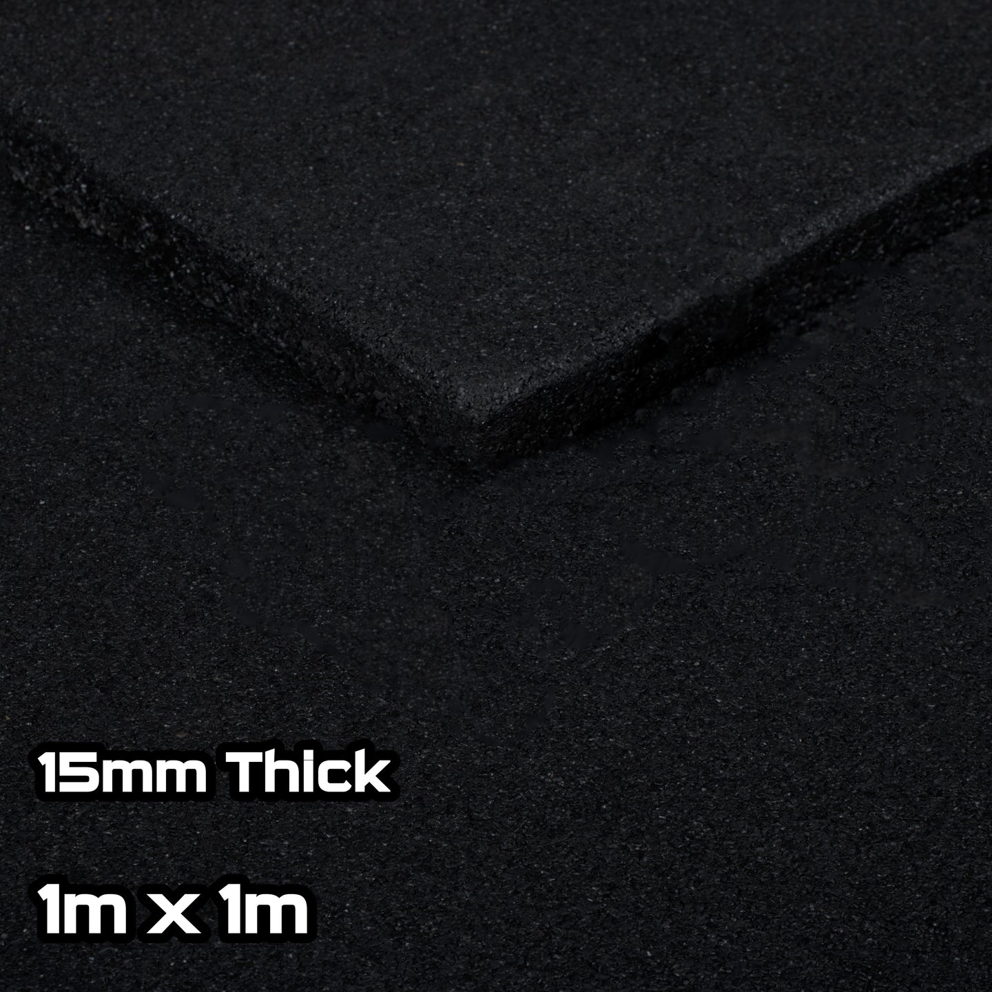 Black SBR Rubber Gym Floor Tiles (1m x 1m) (15mm)
