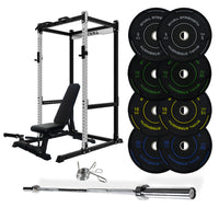 J-3 Series Power Rack with Weight Plate, Barbell and Bench Set