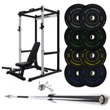 J-3 Series Power Rack with Weight Plate, Barbell and Bench Set