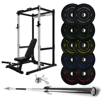 J-3 Series Power Rack with Weight Plate, Barbell and Bench Set
