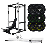 J-3 Series Power Rack with Weight Plate, Barbell and Bench Set