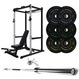 J-3 Series Power Rack with Weight Plate, Barbell and Bench Set