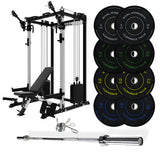 J-3 Series Power Rack with Cable System, Weight Plate, Barbell and Bench Set