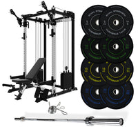 J-3 Series Power Rack with Cable System, Weight Plate, Barbell and Bench Set