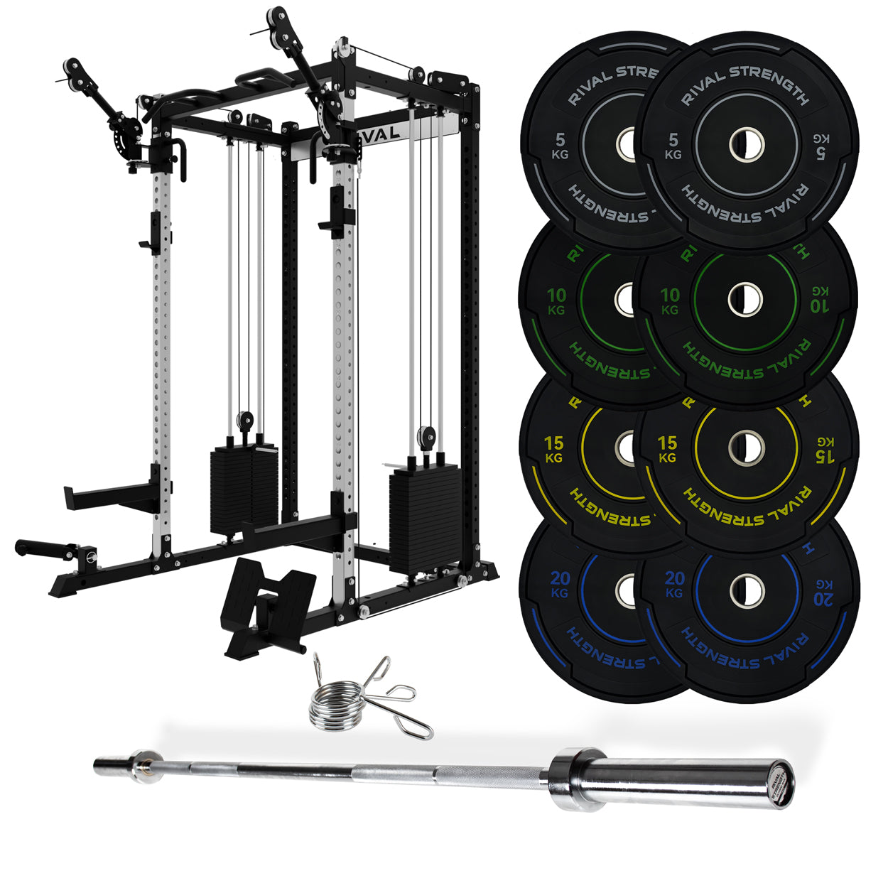 J-3 Series Power Rack with Cable System, Weight Plate, Barbell and Bench Set