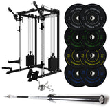 J-3 Series Power Rack with Cable System, Weight Plate, Barbell and Bench Set