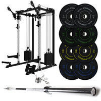J-3 Series Power Rack with Cable System, Weight Plate, Barbell and Bench Set