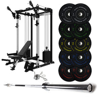 J-3 Series Power Rack with Cable System, Weight Plate, Barbell and Bench Set