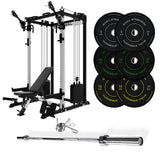 J-3 Series Power Rack with Cable System, Weight Plate, Barbell and Bench Set