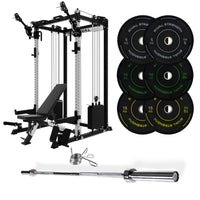 J-3 Series Power Rack with Cable System, Weight Plate, Barbell and Bench Set
