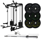 J-3 Series Power Rack with Cable System, Weight Plate, Barbell and Bench Set