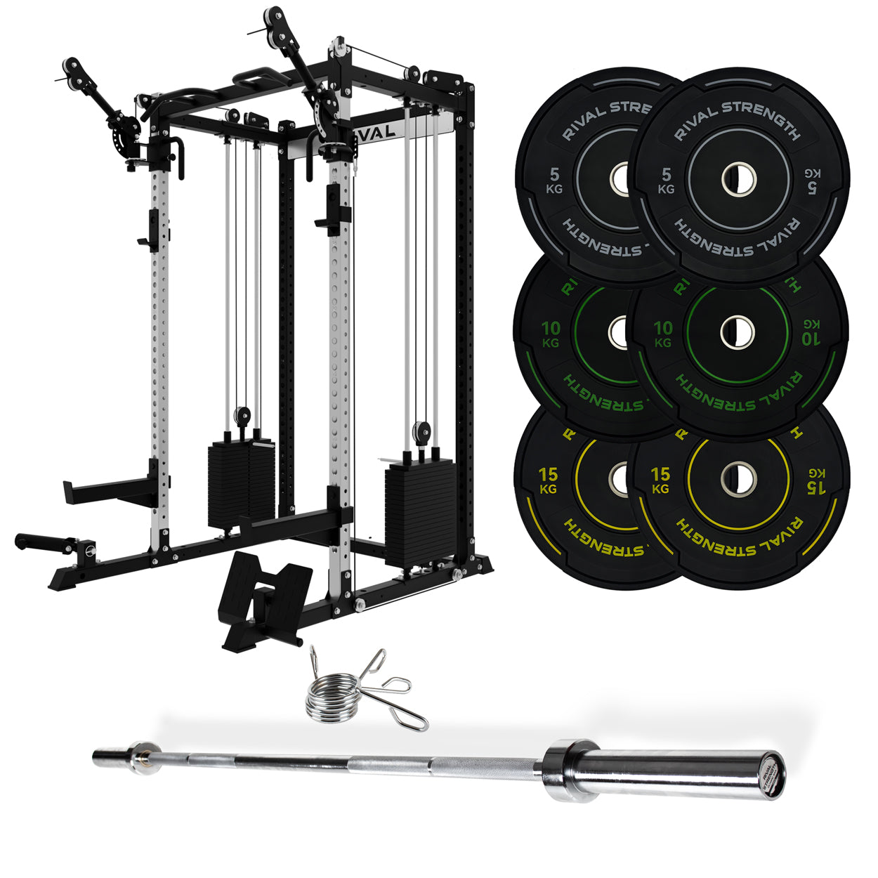J-3 Series Power Rack with Cable System, Weight Plate, Barbell and Bench Set