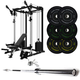 J-3 Series Power Rack with Cable System, Weight Plate, Barbell and Bench Set