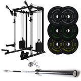 J-3 Series Power Rack with Cable System, Weight Plate, Barbell and Bench Set