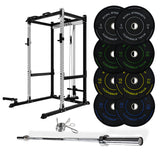 J-3 Series Power Rack with Cable System, Weight Plate, Barbell and Bench Set