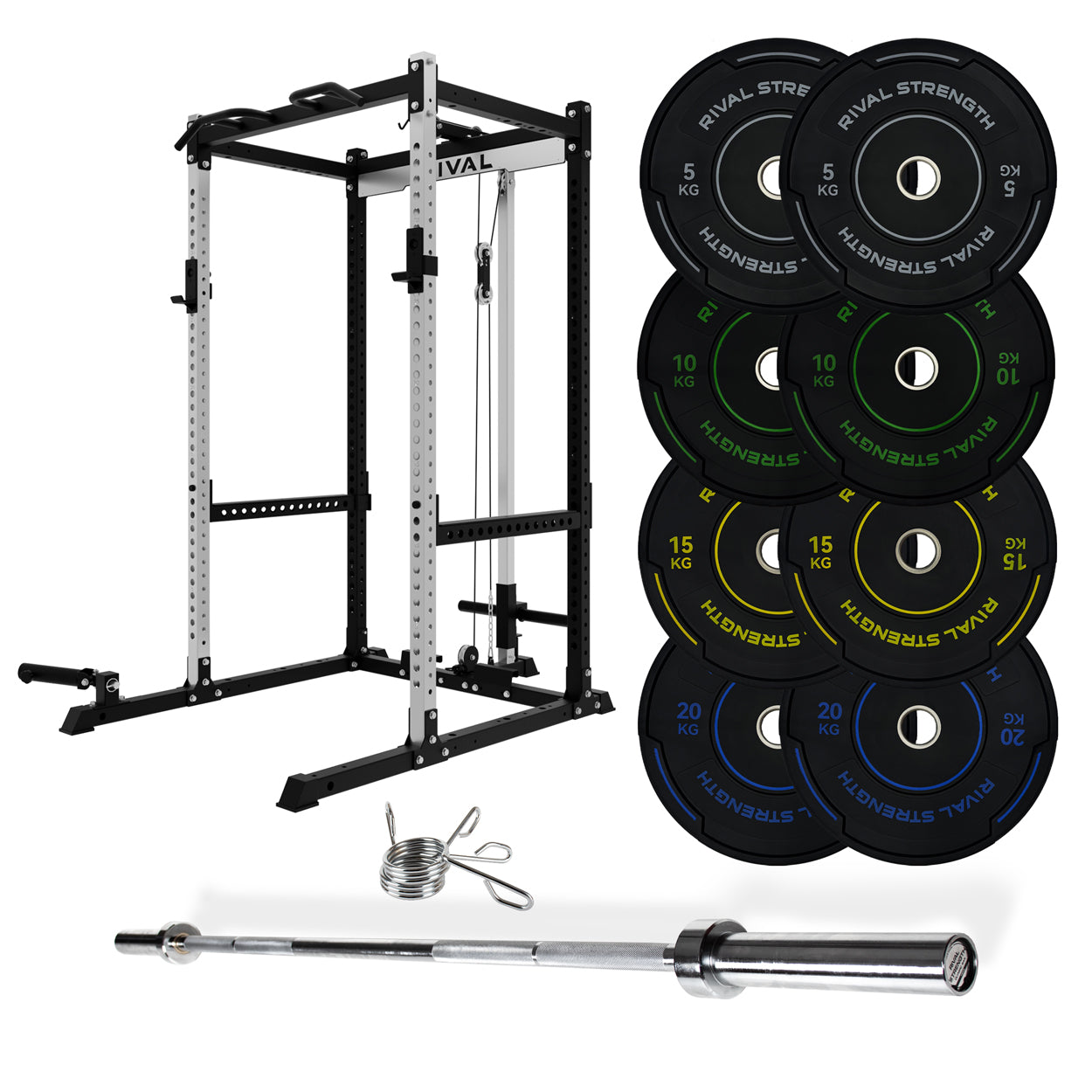 J-3 Series Power Rack with Cable System, Weight Plate, Barbell and Bench Set