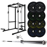 J-3 Series Power Rack with Cable System, Weight Plate, Barbell and Bench Set