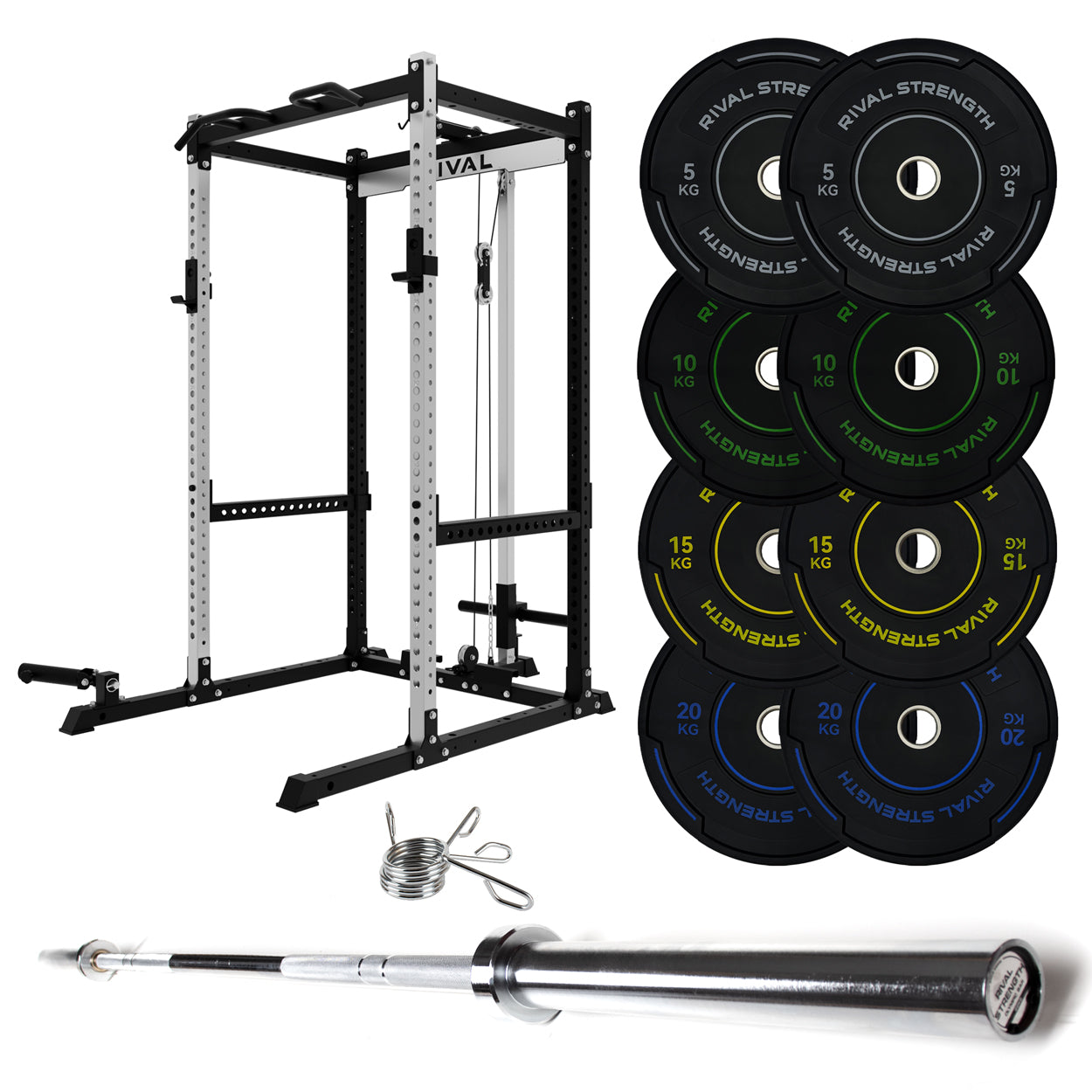 J-3 Series Power Rack with Cable System, Weight Plate, Barbell and Bench Set