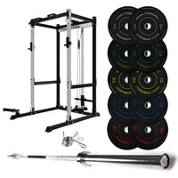 J-3 Series Power Rack with Cable System, Weight Plate, Barbell and Bench Set