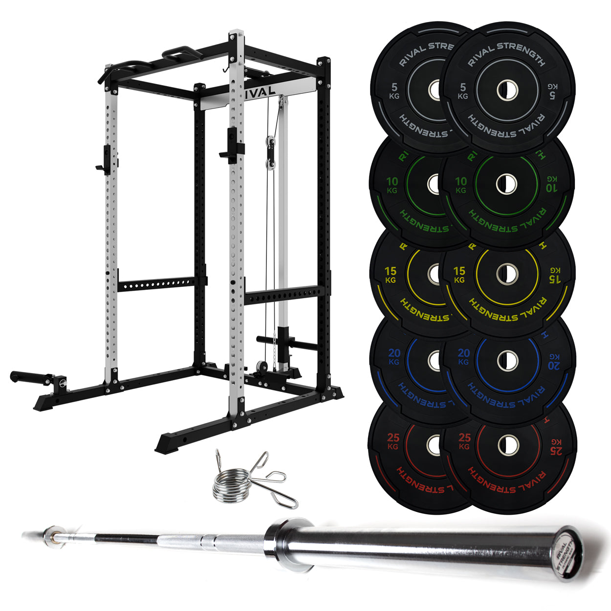 J-3 Series Power Rack with Cable System, Weight Plate, Barbell and Bench Set