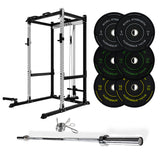 J-3 Series Power Rack with Cable System, Weight Plate, Barbell and Bench Set