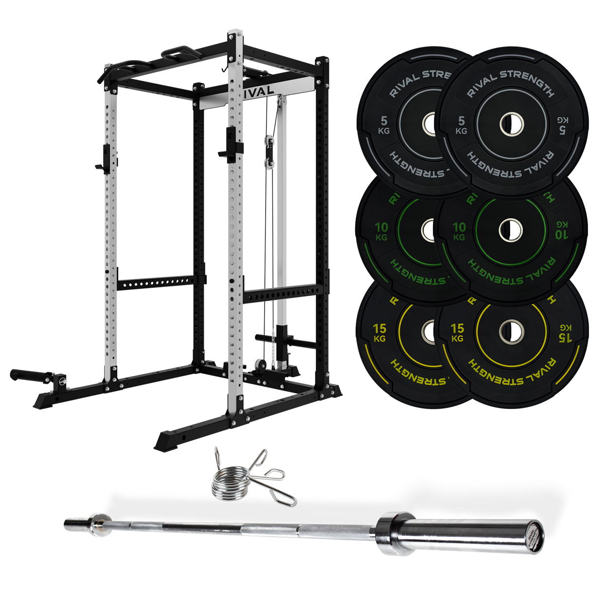 J-3 Series Power Rack with Cable System, Weight Plate, Barbell and Bench Set