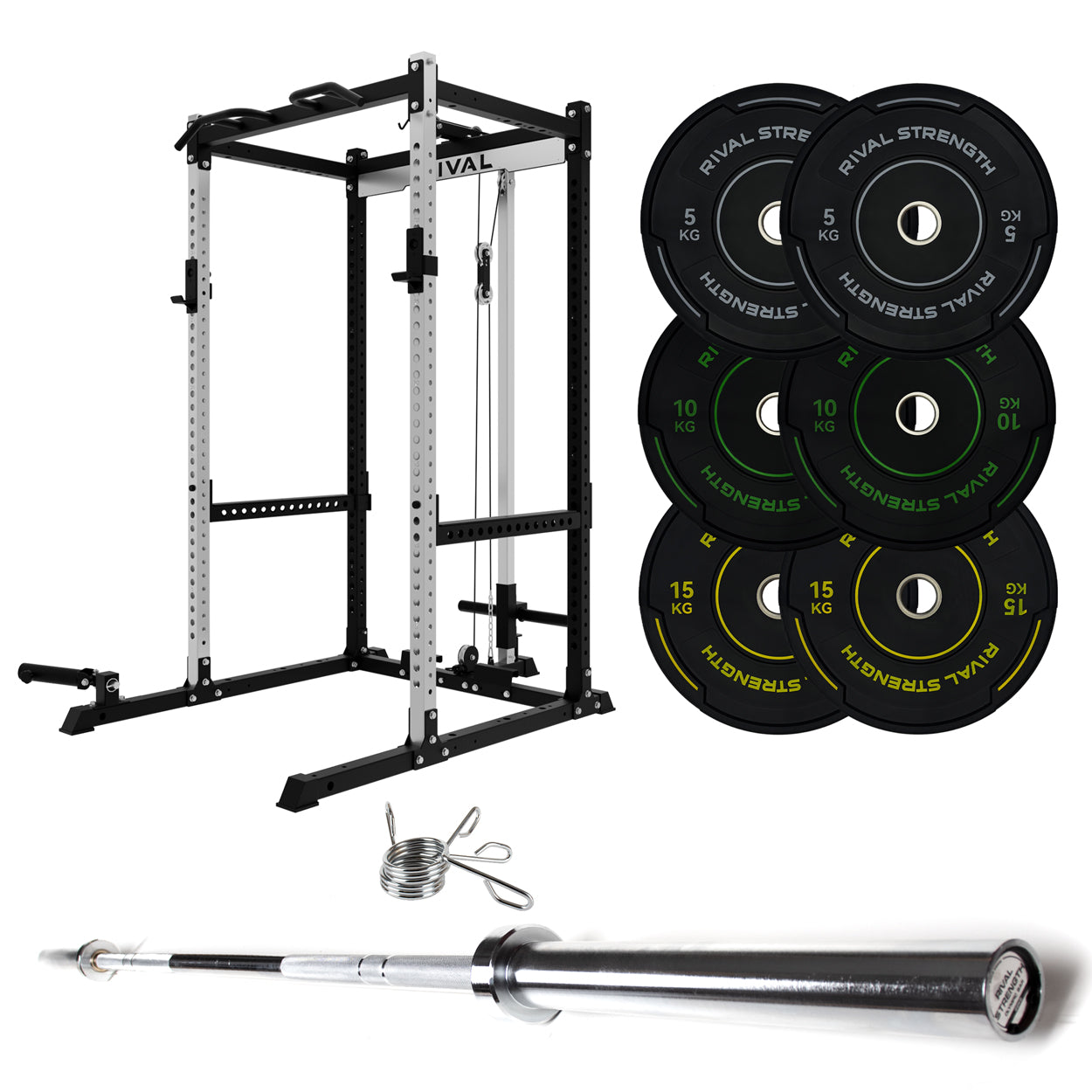 J-3 Series Power Rack with Cable System, Weight Plate, Barbell and Bench Set