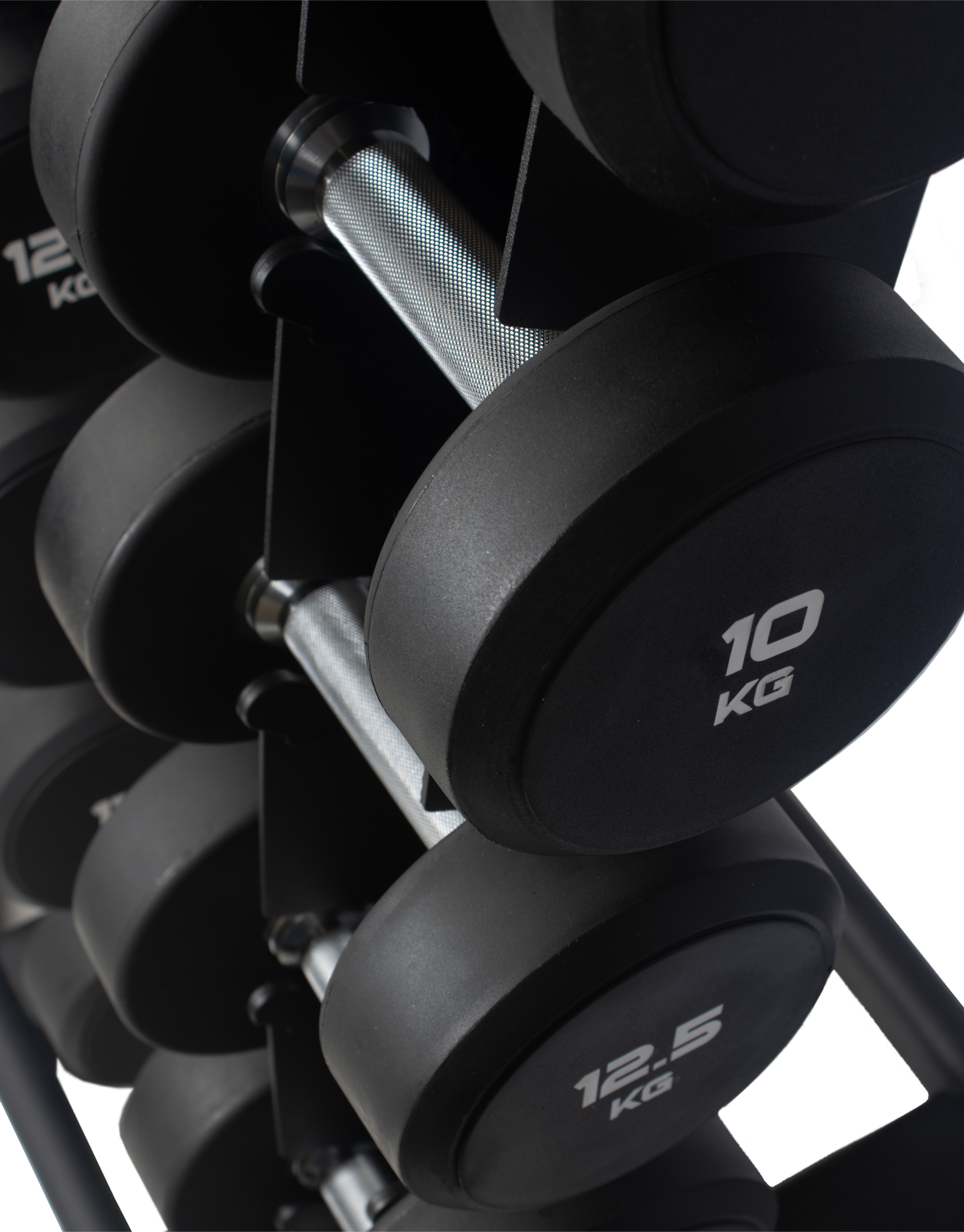 Urethane Round Dumbbell Set With Vertical Storage Rack (2.5KG - 20KG)