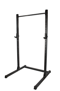 Rival J-2 Series Squat Rack with Spotter Arms, Barbell and Tri-Grip Plate Set Bundle