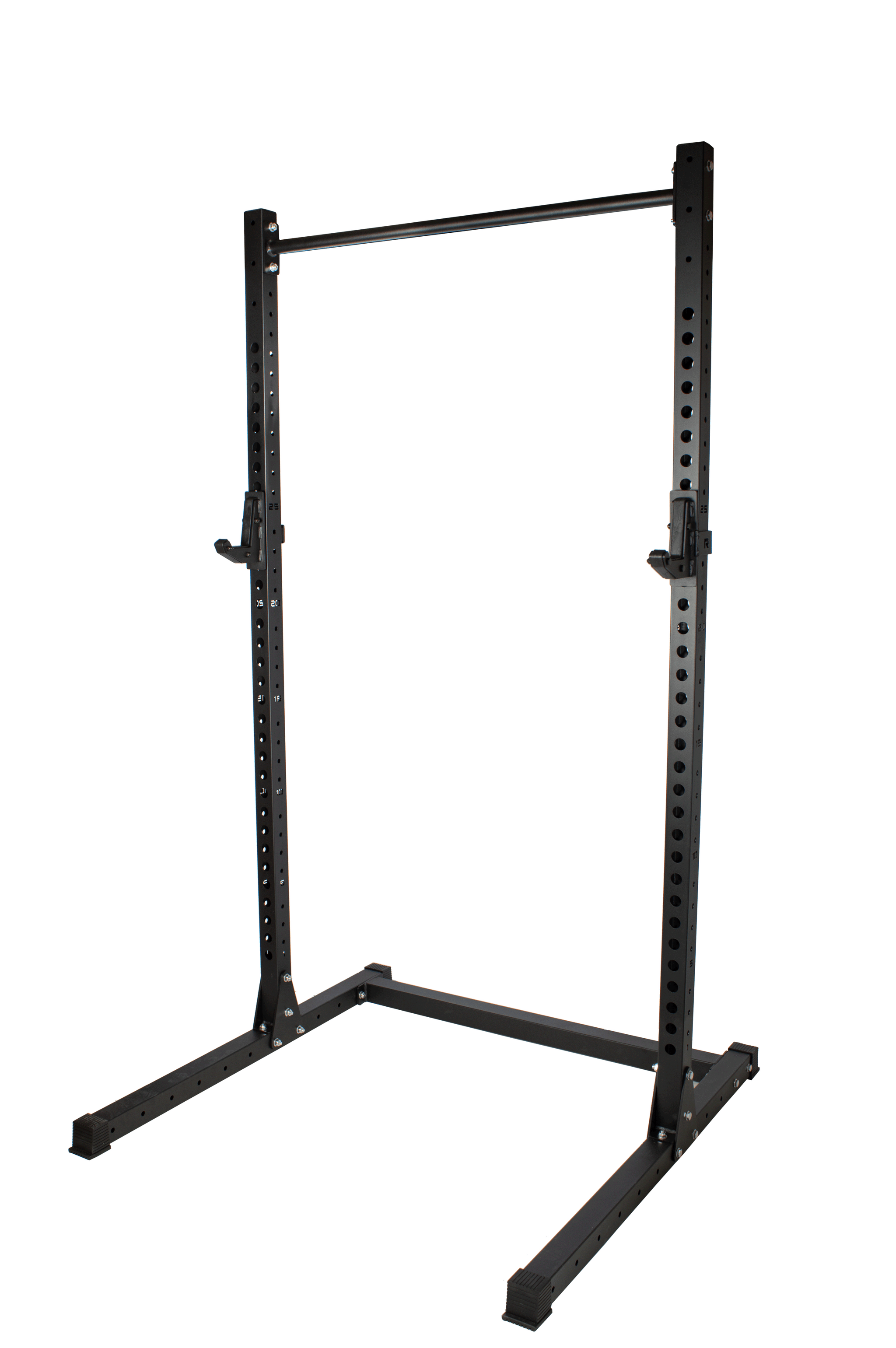 Rival J-2 Series Squat Rack with Spotter Arms, Barbell and Tri-Grip Plate Set Bundle