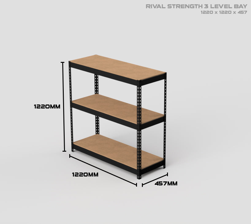 3 Level Rival Strength Shelving - 1220mm High