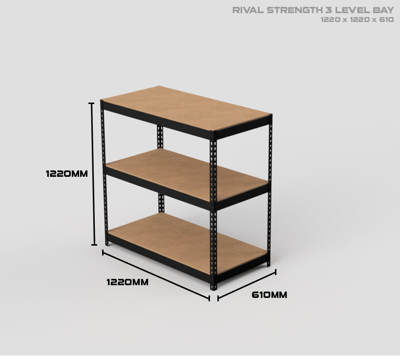 3 Level Rival Strength Shelving - 1220mm High