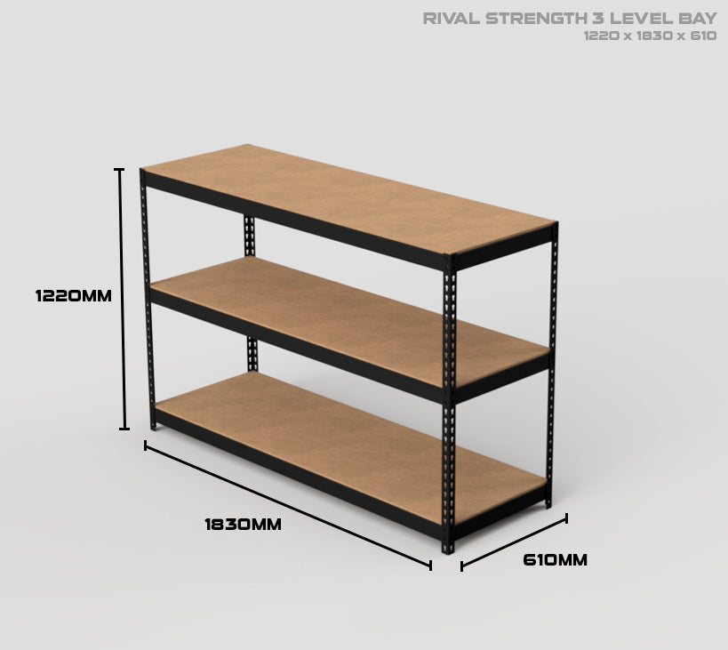3 Level Rival Strength Shelving - 1220mm High