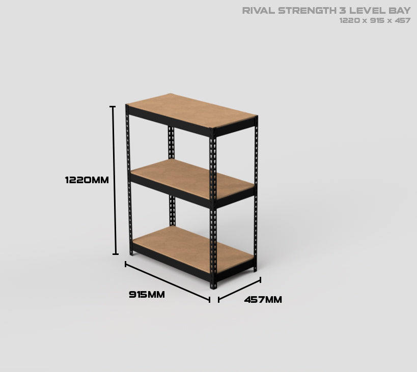 3 Level Rival Strength Shelving - 1220mm High