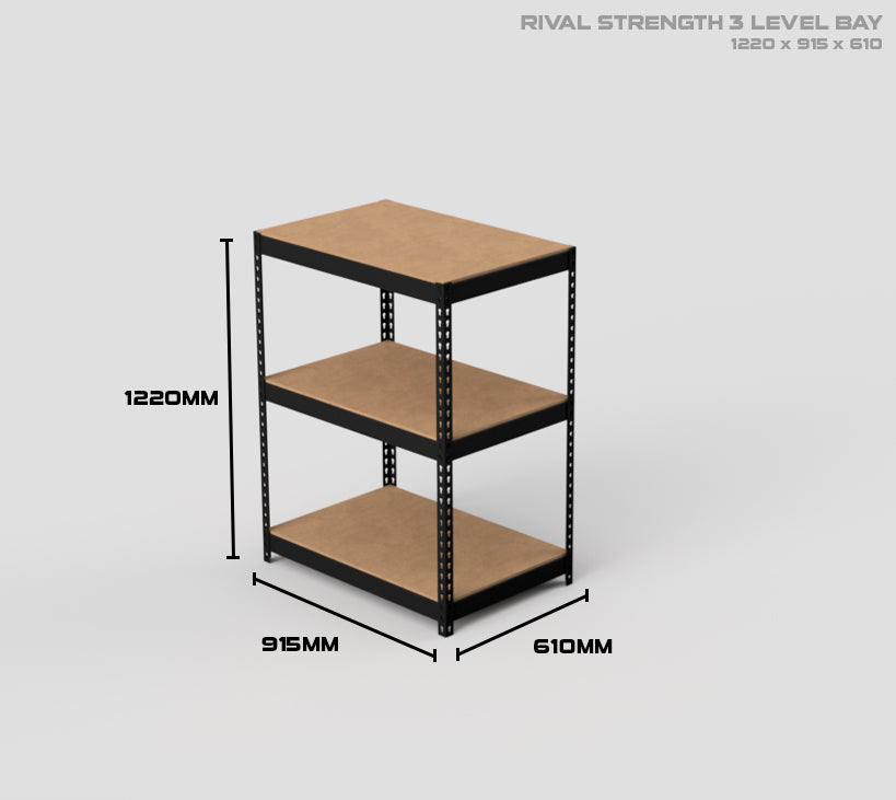 3 Level Rival Strength Shelving - 1220mm High