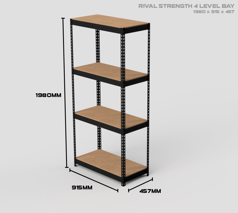 4 Level Rival Strength Shelving - 1980mm High