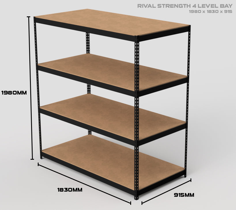 4 Level Rival Strength Shelving - 1980mm High