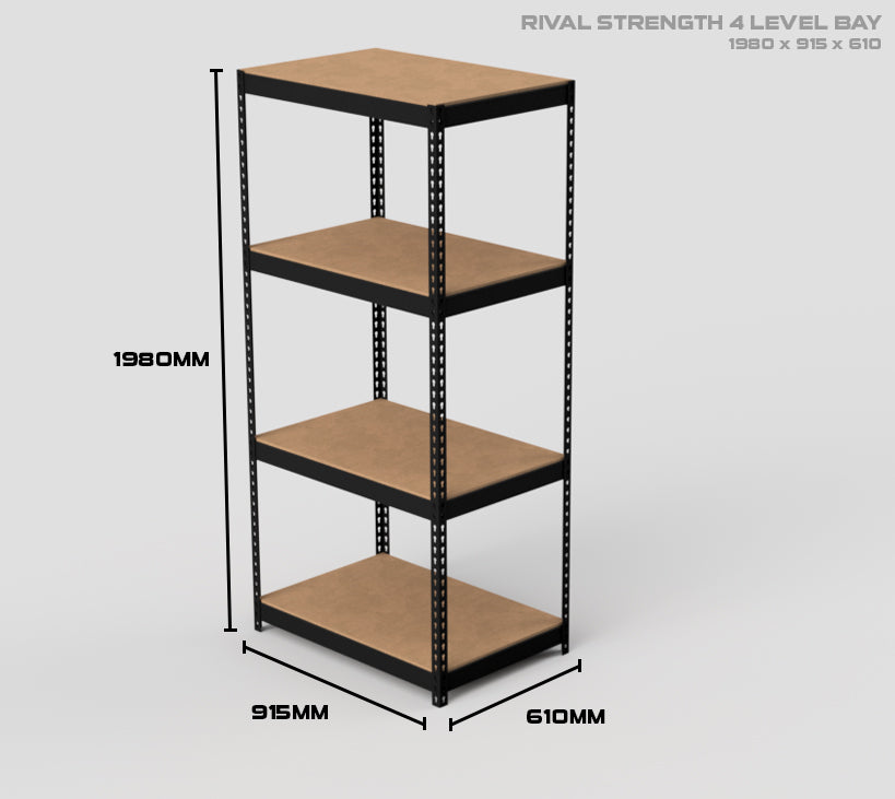 4 Level Rival Strength Shelving - 1980mm High