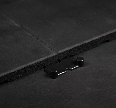 Rival Black Premium Interlocking Rubber Gym Floor Tiles with Connectors (500mm x 500mm) (20mm)