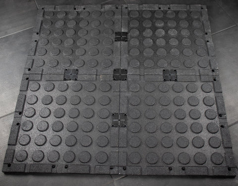 Rival Black Premium Interlocking Rubber Gym Floor Tiles with Connectors (500mm x 500mm) (20mm)